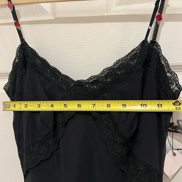 Vintage 90’s Sue Wong high low maxi Black lace Pink Roses Long Dress Size 6. - Picture 4 of 12